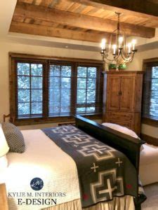 The brown of the trim and the gray paint colour play well together, creating a neutral, organic and modern look. Mountain contemporary style bedroom. Sherwin Williams ...