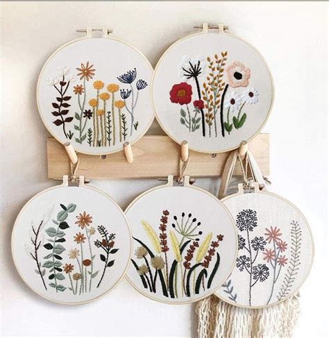 Lovedfull 5 Sets Stamped Embroidery Kit Hand Embroidery