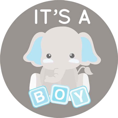 Its A Boy Baby Shower Stickers Blue And Gray Elephant
