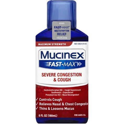 Mucinex Fast Max Severe Congestion And Cough Liquid Allergies Beauty And Health Shop The