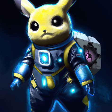 Pikachu In A Blue Space Suit Digital Art Companion Cube Rdalle2