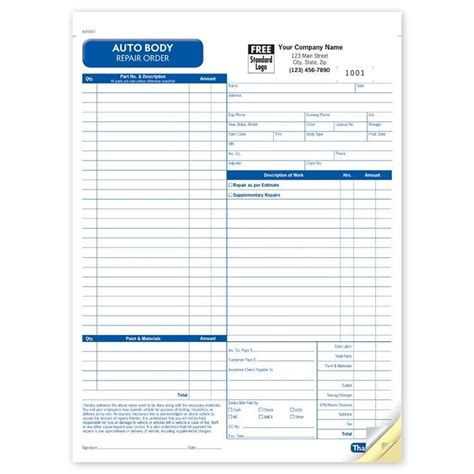 auto body repair invoice automotive repair shops auto