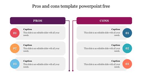 Editable Pros And Cons Template Powerpoint Free Slide