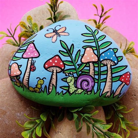 Downloadable Garden Party Painted Rock Tutorial Etsy Rock Painting