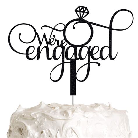Alpha K Black Engagement Cake Topper Were Engaged Cake Topper Engagement Bridal Shower