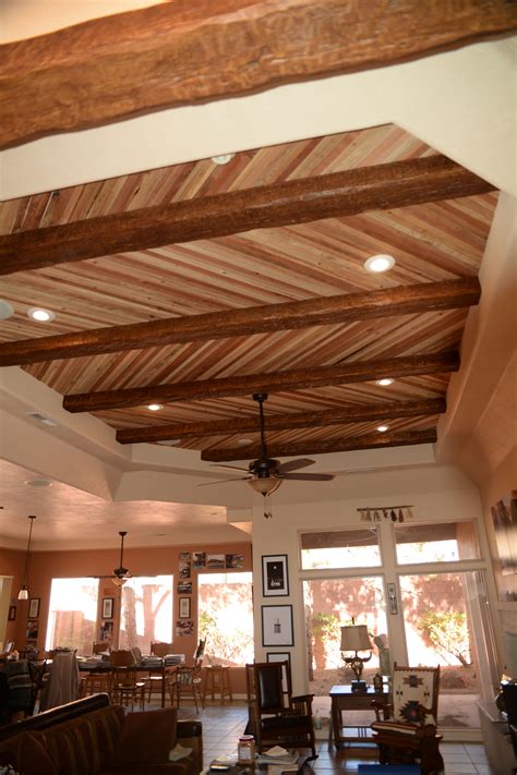 Sourcing guide for faux ceiling tiles: Faux Wood Workshop | Wood beams, Faux wood beams, Basement ...