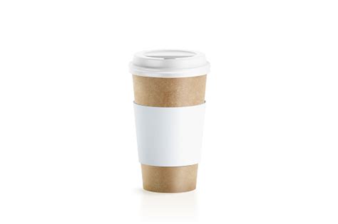 Download Blank Craft Paper Cup With White Sleeve Holder Mockup Stock Photo - Download Image Now - iStock