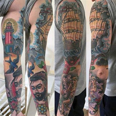 40 Nautical Sleeve Tattoos For Men Seafaring Ink Deisgn