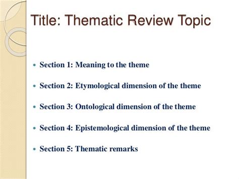 How To Prepare A Thematic Review