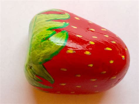 Strawberry Painted Rock Stone Crafts Rock Painting Painted Rocks