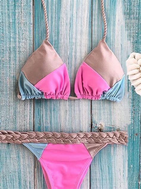 color block halter lace up bikini bathing suits summer swim suits cute swimsuits pool outfits