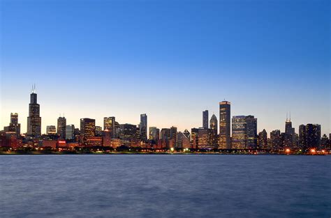Chicago Skyline And Lake Michigan By Sir Francis Canker Photography