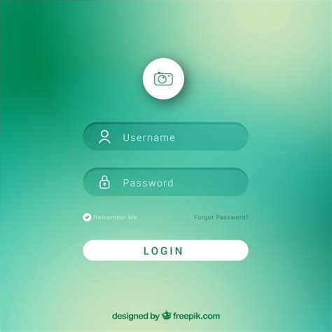 Blurred Green Login Form Template Vector Free Download
