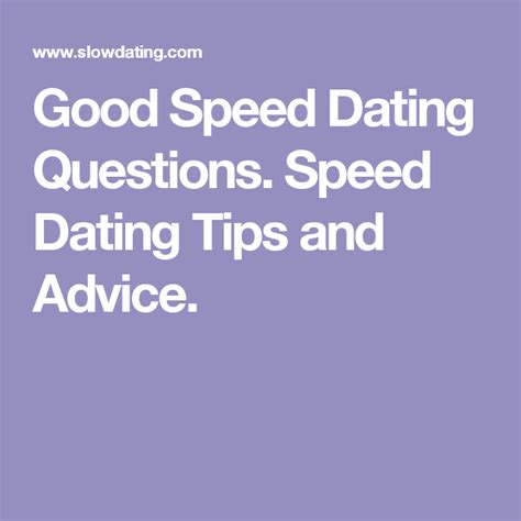 I know that some of these questions are about date okay, now you are off to a good start! Good Speed Dating Questions: Tips, Advice & Icebreakers to Say