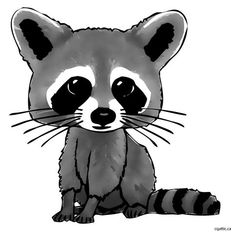 Cartoon Raccoon Drawing In 4 Steps With Photoshop Милые рисунки