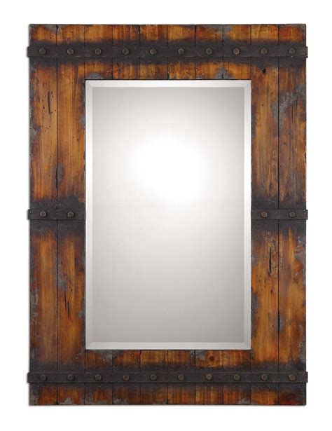 Stockley Country Barn Door Inspired Wood Mirror With