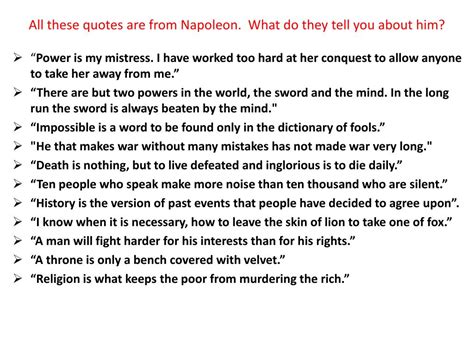 Ppt All These Quotes Are From Napoleon What Do They Tell You About