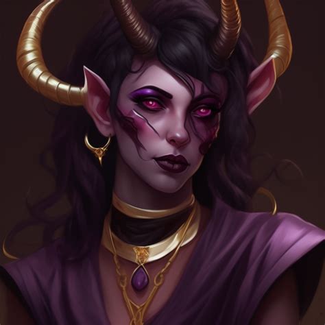 Krea Ai Tiefling Female Character Art Maroon Skin Horn