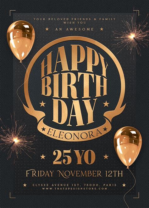 Birthday Party Invitations Flyer Template V2 Anniversary Psd