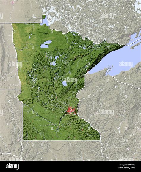 Minnesota Shaded Relief Map Stock Photo Alamy
