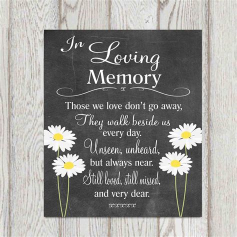 Memorial Table In Loving Memory Printable Wedding Memorial