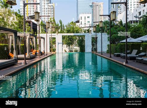 Swimming Pool At Luxury Condominium In Bangkok Stock Photo Alamy