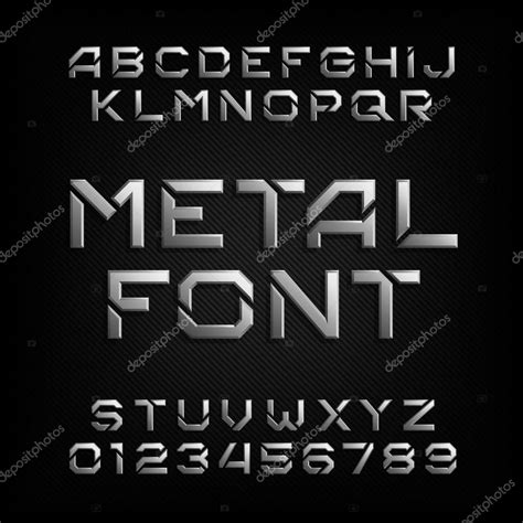 Metal Alphabet Font Chrome Effect Letters And Numbers Stock Vector By