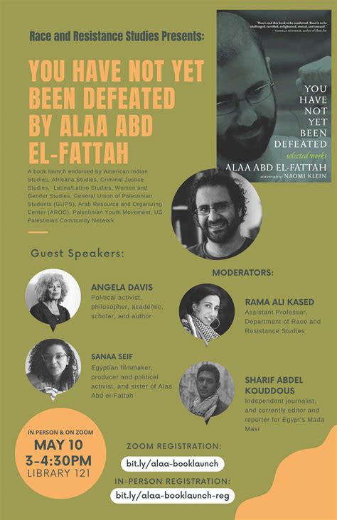 Book Launch You Have Not Yet Been Defeated By Alaa Abd El Fattah