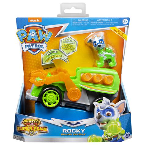 Osta Paw Patrol Mighty Pups Super Paws Deluxe Vehicle Rocky 9208793