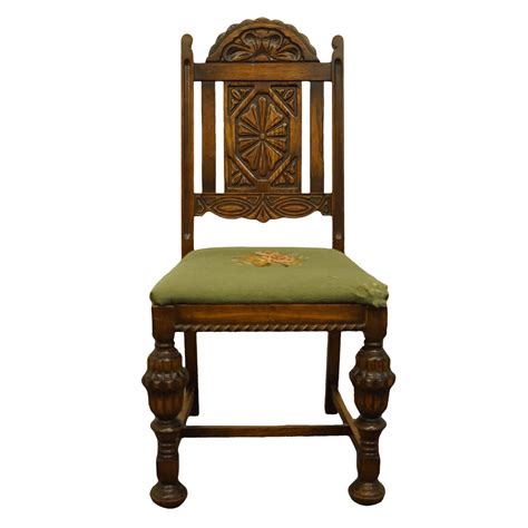 1920s English Gothic Revival Jacobean Style Walnut Dining Side Chair