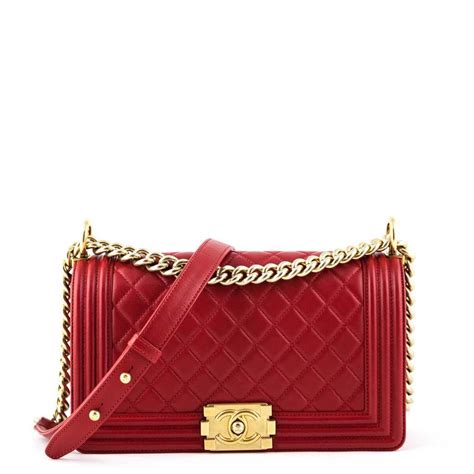 Chanel Red Quilted Calfskin Medium Boy Bag Bags Chanel Red Quilts