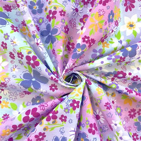 June Lilac Print Fabric Cotton Polyester Broadcloth 499yard Fabric