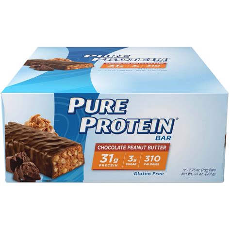 Pure Protein Bar 31 Grams Of Protein Chocolate Peanut 275 Oz 12 Ct