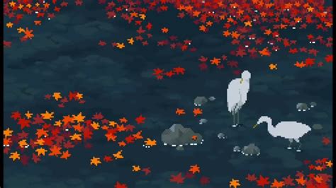 Free Motion Graphic Background 🍂 Pixel Art Autumn Leaves Egrets 8 Bit