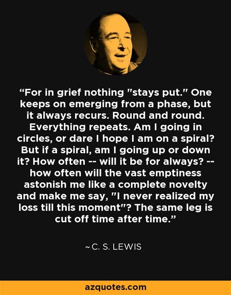 C S Lewis Quote For In Grief Nothing Stays Put One Keeps On