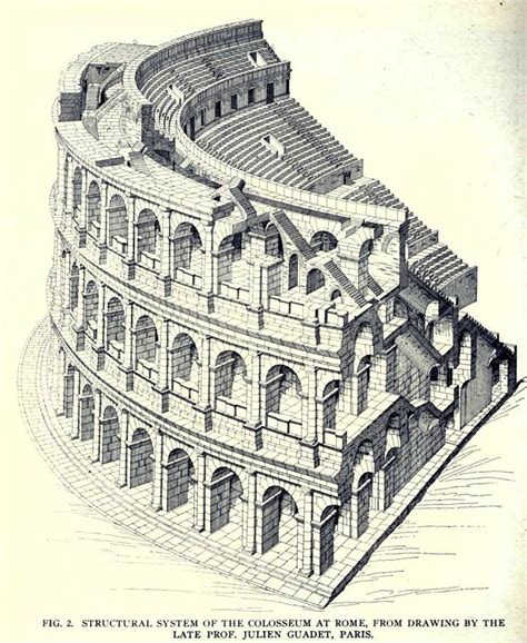 Drawing Of The Structural System Of The Colosseum Rome Architecture