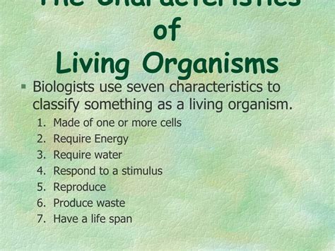 Ppt Characteristics Of Living Organisms Powerpoint
