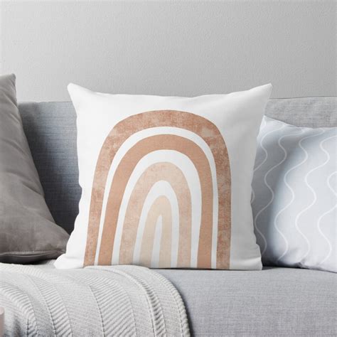 Neutral Boho Rainbow Throw Pillow For Sale By Miss Belle Redbubble