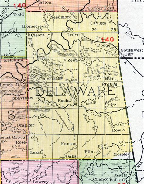 Delaware County Oklahoma 1911 Map Rand Mcnally Grove Jay Cayuga