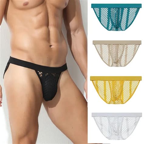 Men Sheer Mesh Low Rise Bikini Thong Swimwear G String Briefs Sexy Underwear Us 699 Picclick