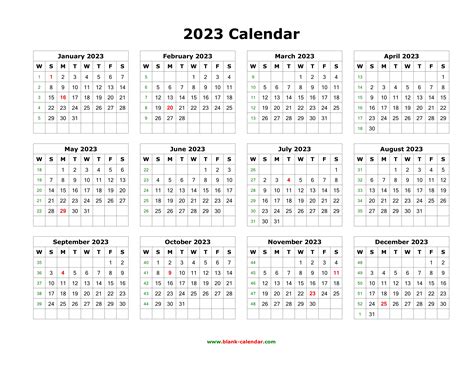 Free Printable Yearly Calendar 2023 Shopmallmy