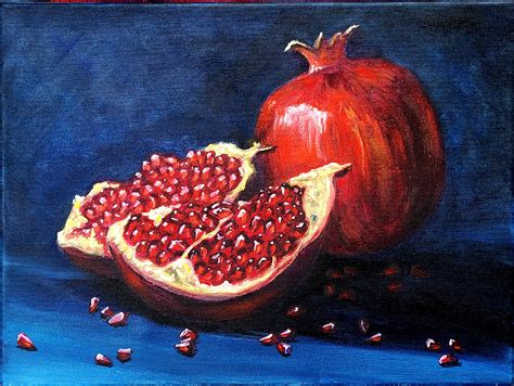 Pomegranate Painting Original Art Oil Painting Canvas Artwork Etsy