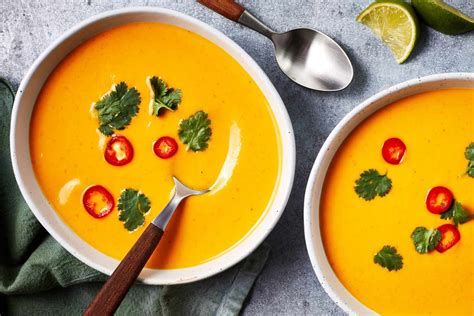 Pumpkin Soup With Coconut Milk Thai Red Curry Paste And Lemongrass Recipe