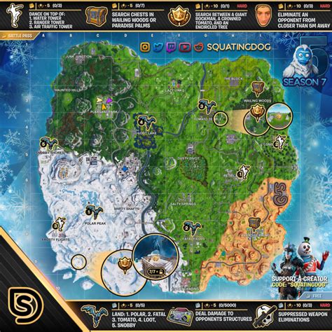 In season 5 of fortnite's challenges, developer epic games has introduced a the first of these is to successfully finish all of the challenges from a week for the fourth time, at which point a special loading screen will be unlocked that provides the clue you need to find the hidden battle pass tier. Fortnite Season 7 Week 5 Challenges List, Cheat Sheet ...