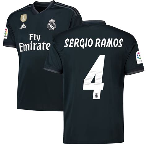 Mens Adidas Sergio Ramos Gray Real Madrid 201819 Away Player Replica
