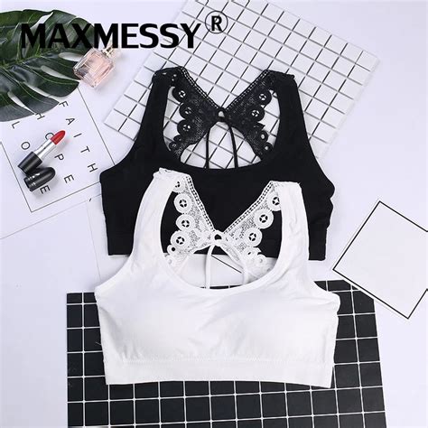 Maxmessy Black Crop Cami Top Seamless Camisole Malfunction Underwear Sexy Backless Butterfly