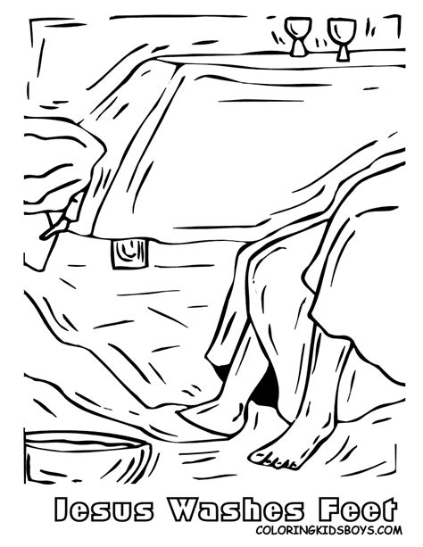 Then he poured water into a basin and began to wash the disciples'. Jesus Washes The Disciples Feet Coloring Page | Évangile ...