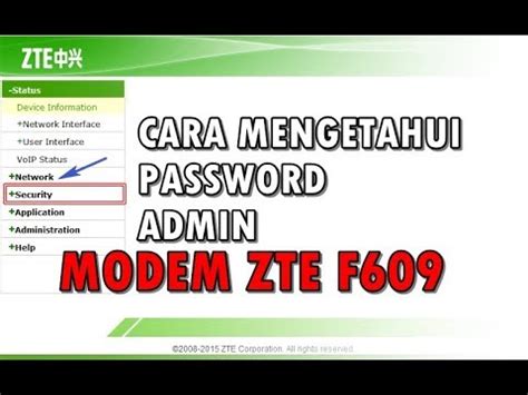 Kali ini kami berhasil mendapatkan user & pass terbaru yaitu : Cara Mengetahui Password Admin Modem ZTE F609 - YouTube