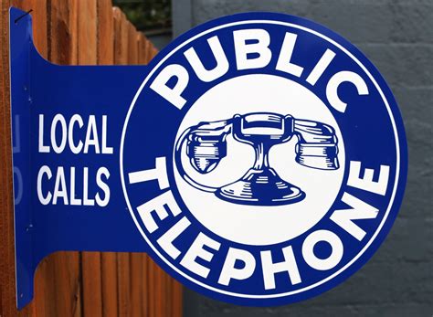 Double Sided Public Telephone Local Calls Flange Metal Sign Bell