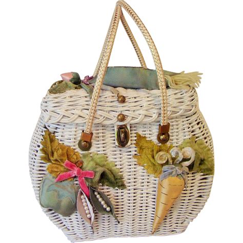 Midas of Miami - Vintage 1950's Handbag Wicker Purse - Whimsical